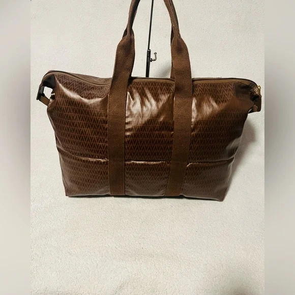 Mario Valentino Soft PVC Monogram Foldable Overnight Travel Tote Bag - Picture 7 of 13